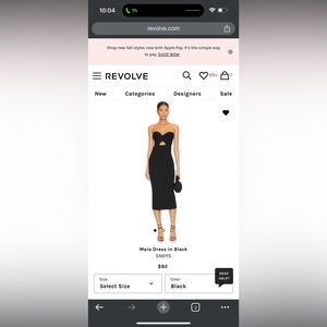 Revolve SNDYS black strapless dress xs